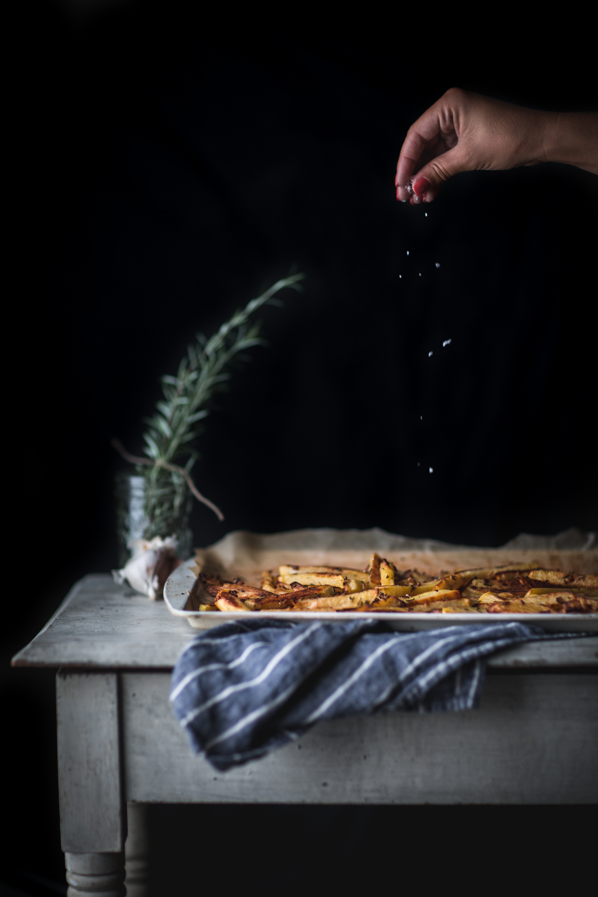baked, garlic, rosemary, french, fries, potatoes, healthy
