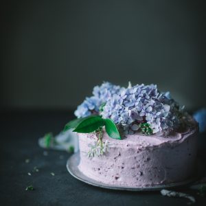 Lemon Cake with Blackberry Buttercream
