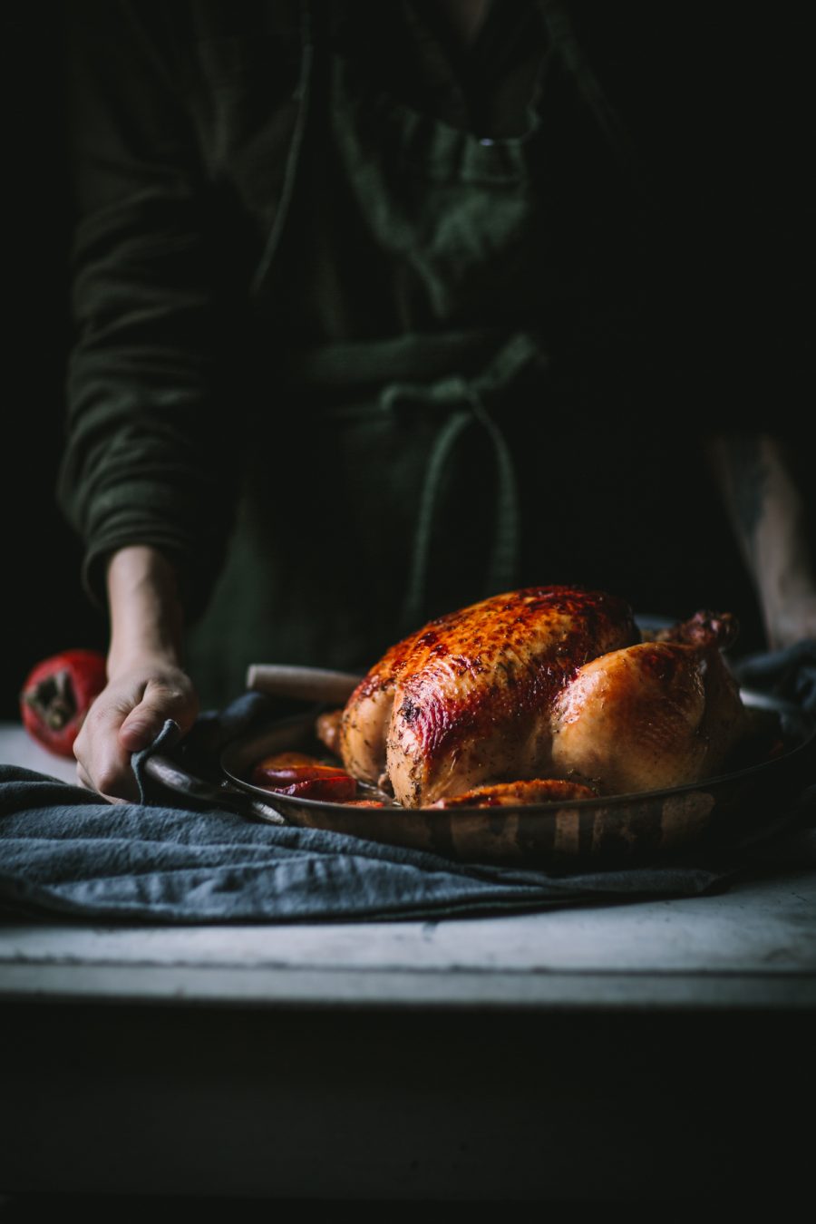 Roast Chicken with Persimmons