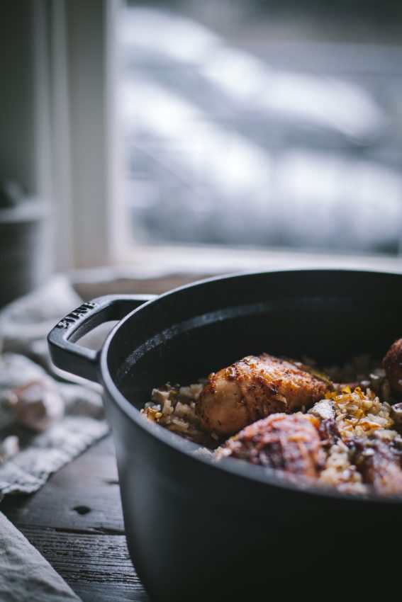 Glazed Chicken Drumsticks With Shiitake Mushrooms and Turnip Umami Rice
