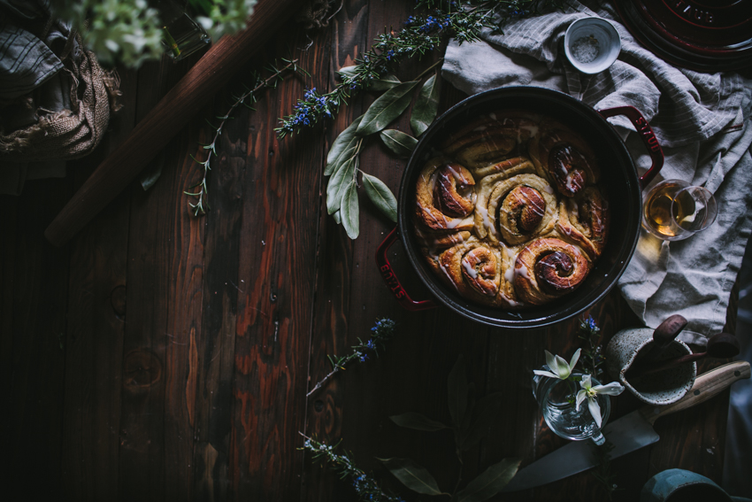 Rosemary Jasmine Buns With A Whiskey Glaze by Eva Kosmas Flores | Adventures in Cooking