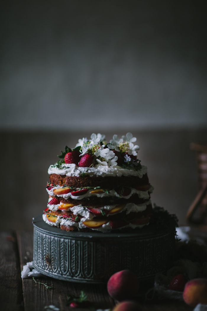 Peach, Strawberry, & Buttermilk Cake by Eva Kosmas Flores | Adventures in Cooking