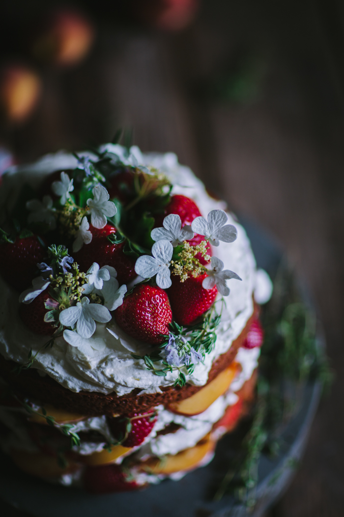 Peach, Strawberry, & Buttermilk Cake by Eva Kosmas Flores | Adventures in Cooking
