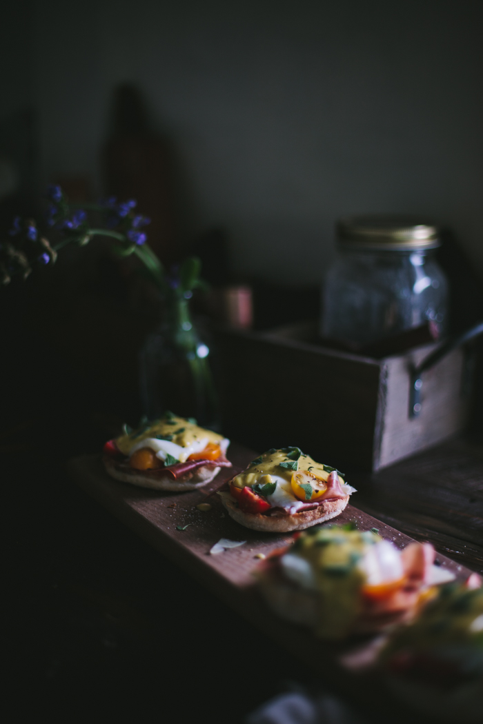 Eggs Benedict with Manchego, Tomatoes, Prosciutto & A Sage Hollandaise Sauce by Eva Kosmas Flores | Adventures in Cooking