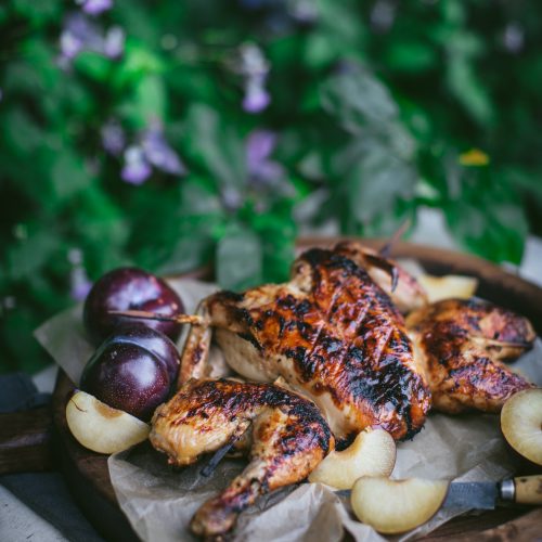 Plum Barbecue Spatchcock Chicken recipe plus a how to video