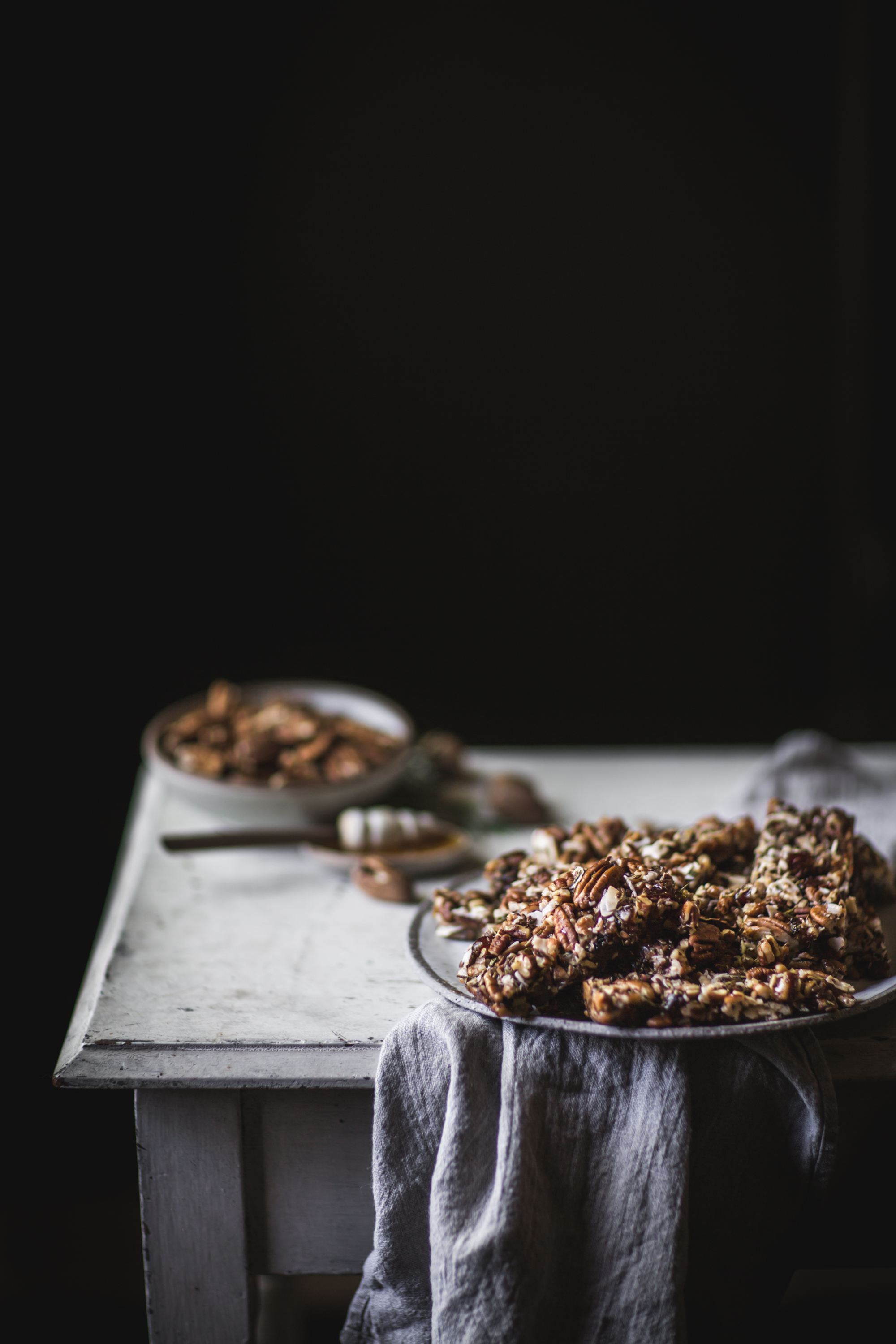 Savory Pecan and Rosemary Granola Bars with Honey, Dates, and Coconut by Eva Kosmas Flores of Adventures in Cooking