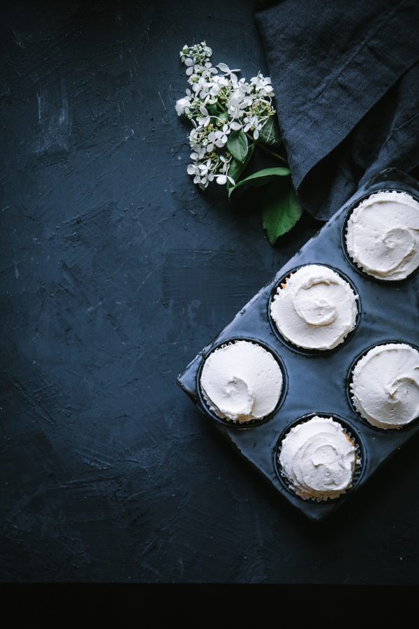 Raspberry Almond Swirl Cake with White Chocolate Glaze & Salted Vanilla Buttercream Cupcakes