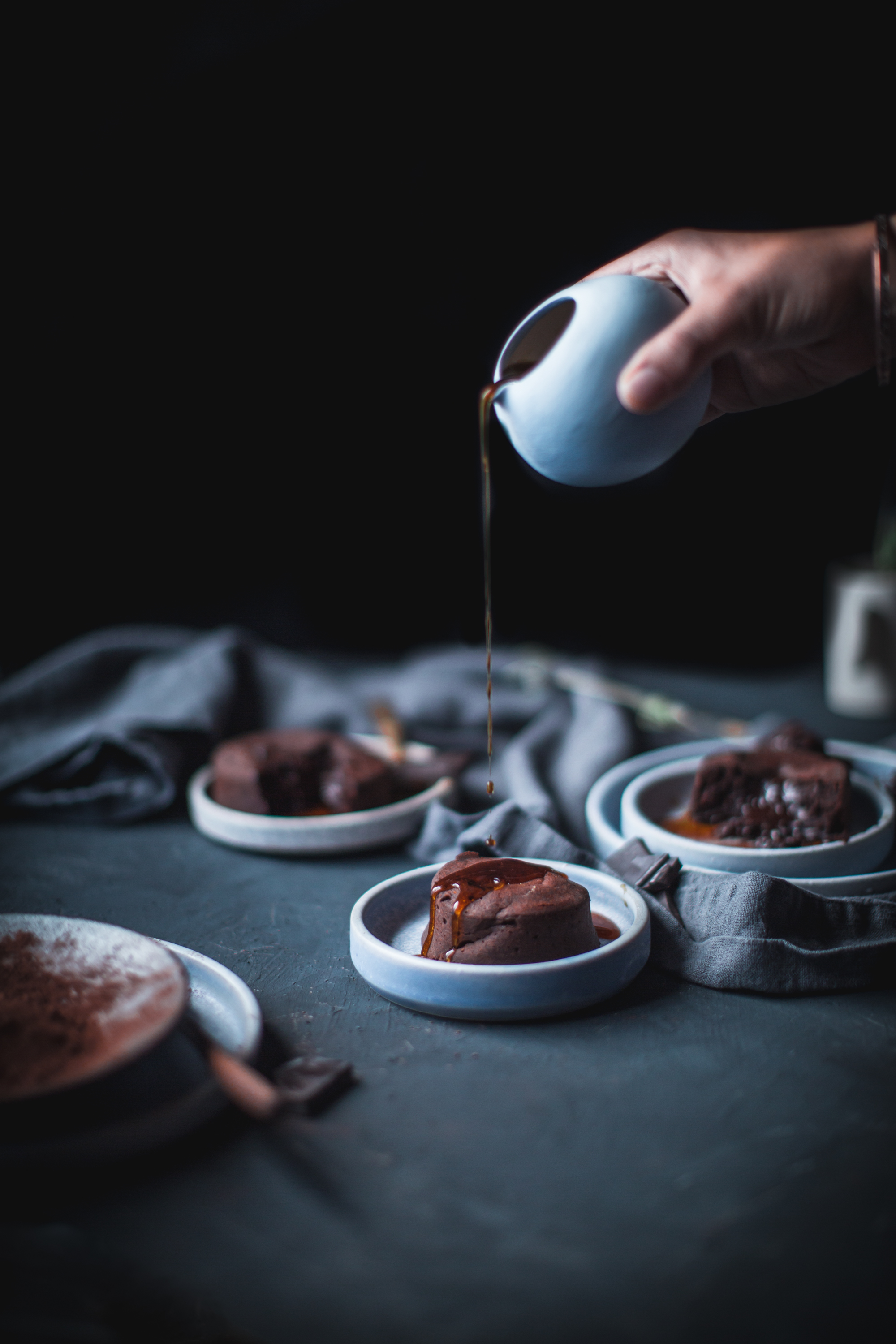 Molten Chocolate Fudge Lava Cakes with Cold Brew Syrup Easy Fast Dessert Recipe