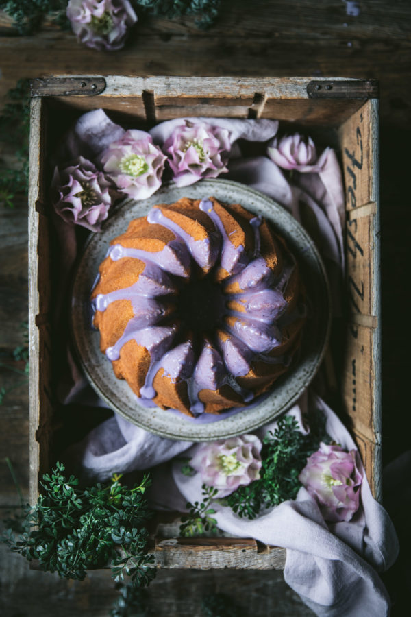 Orange Bundt Cake with Blueberry Glaze
