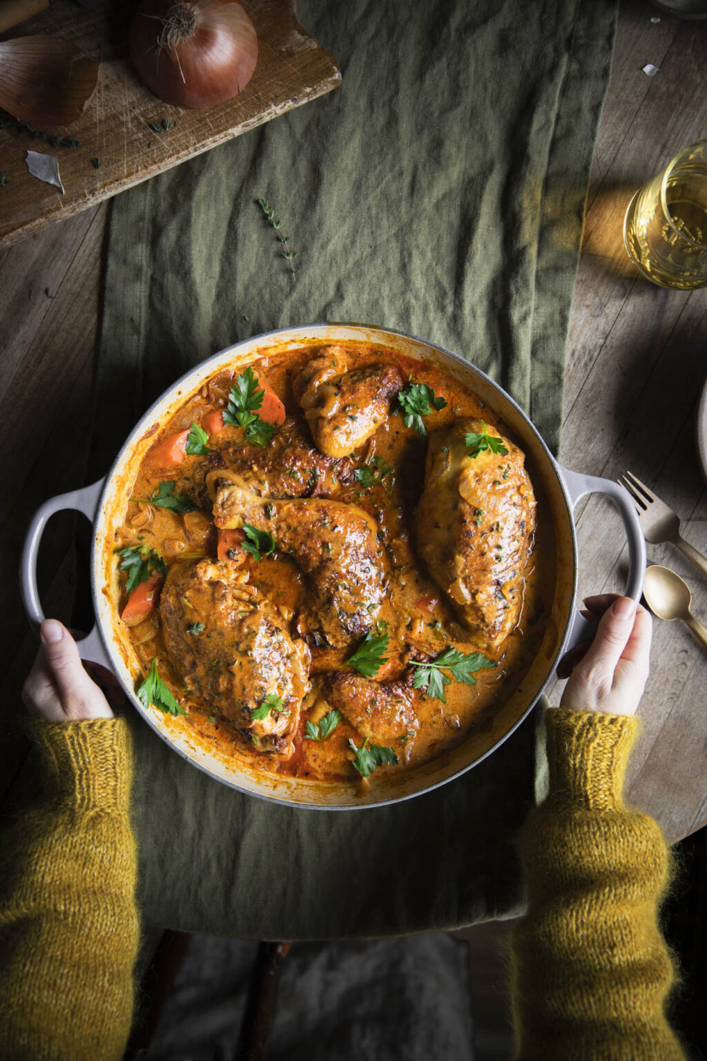 Creamy Braised Chicken with Carrots, Thyme, and Wine Adventures in