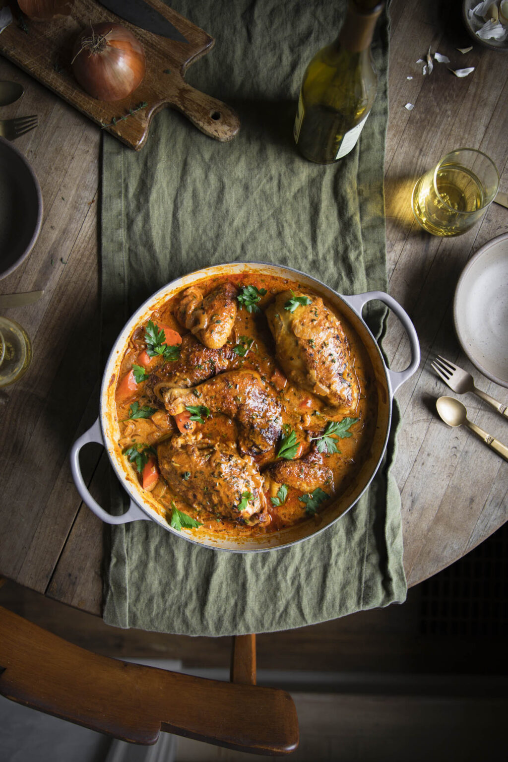 Creamy Braised Chicken with Carrots, Thyme, and Wine Adventures in