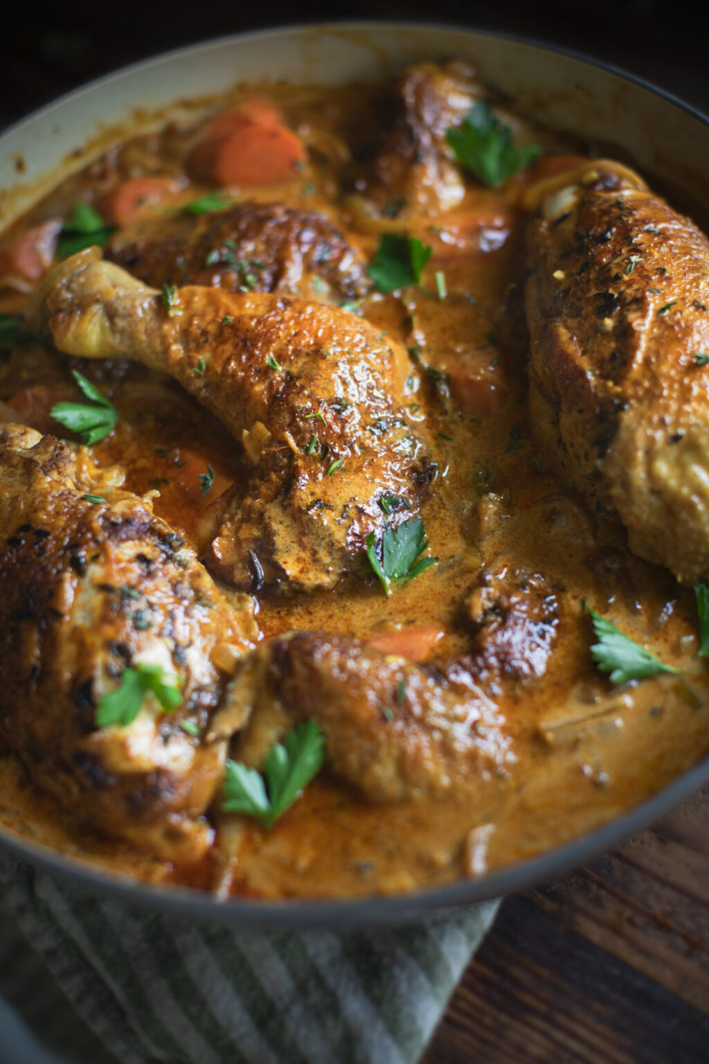 Creamy Braised Chicken with Carrots, Thyme, and Wine Adventures in