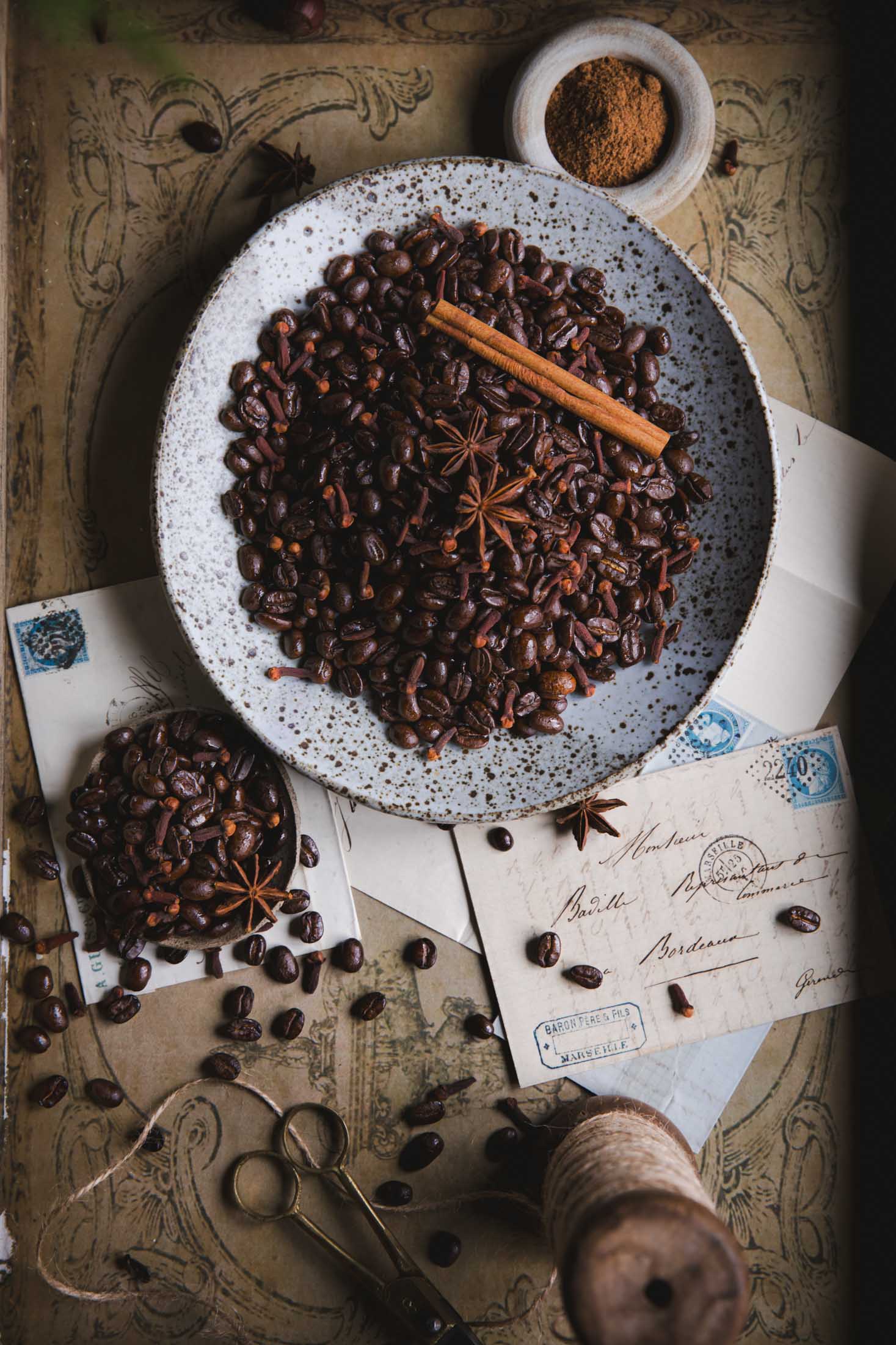 Coffee beans and spices