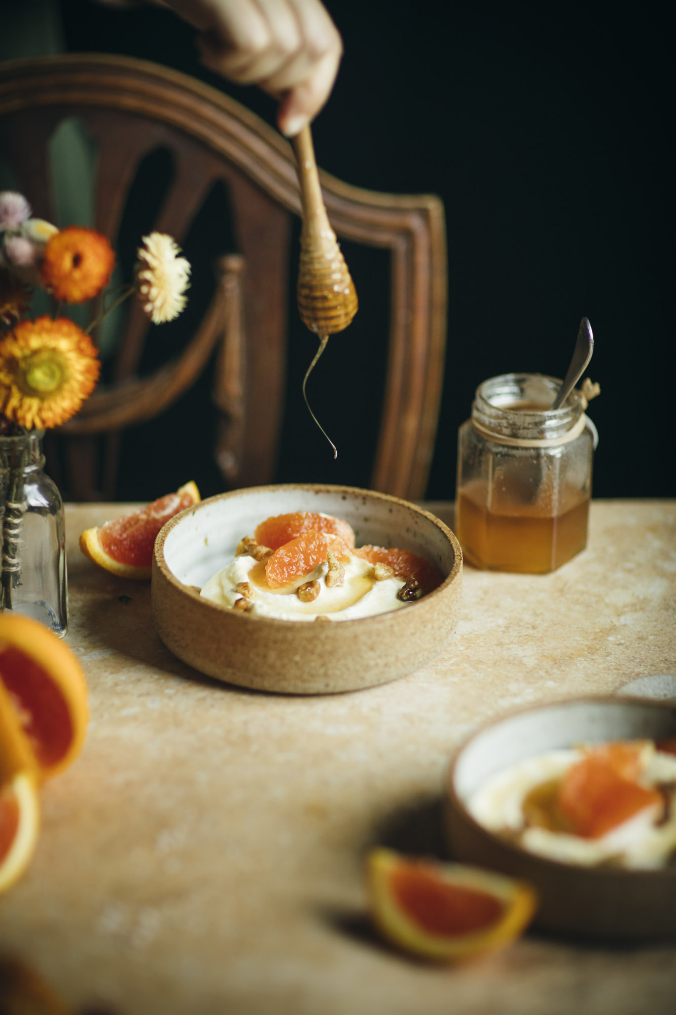 Ricotta with Orange Honey and Walnuts
