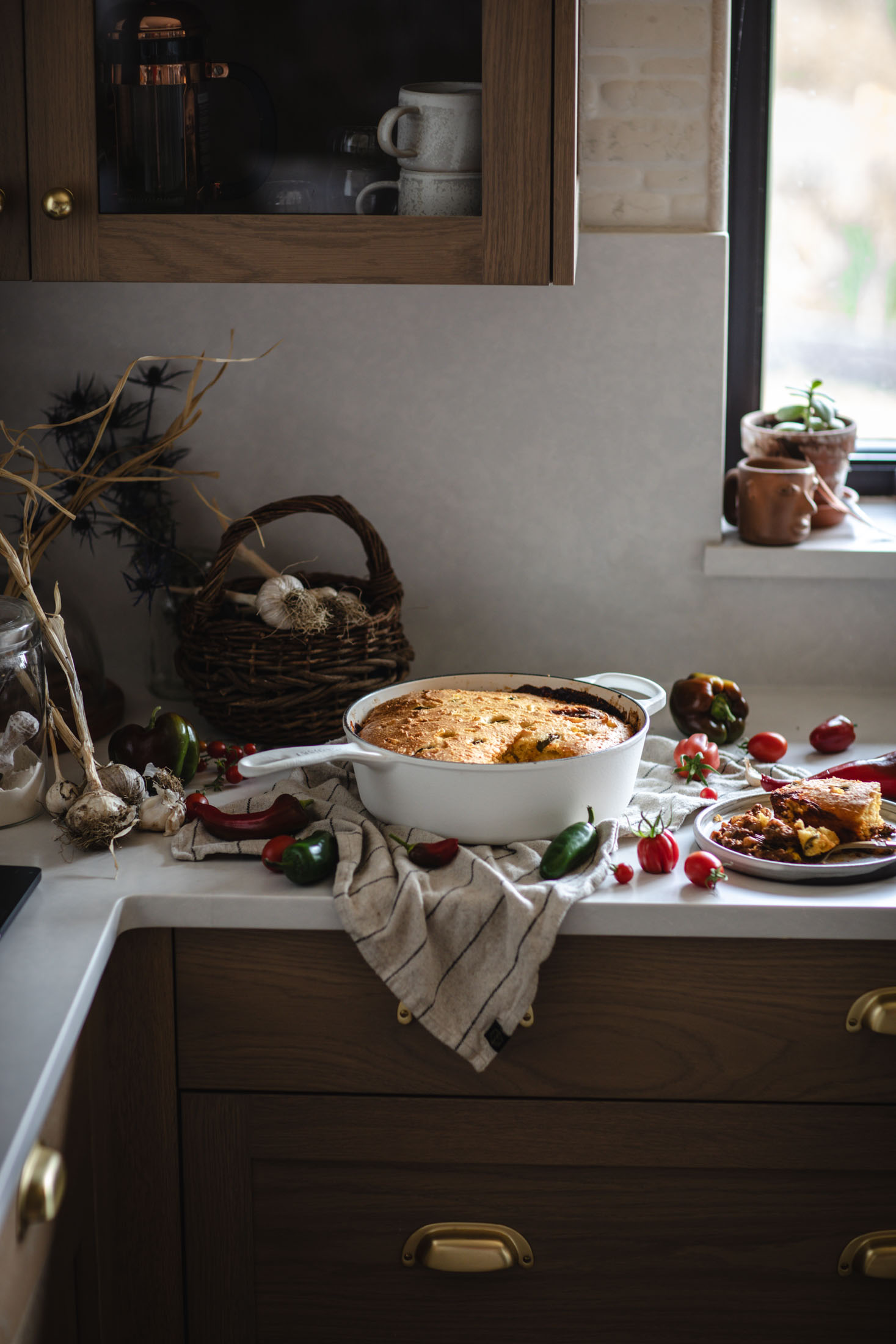 Savory Pie on Kitchen Counter
