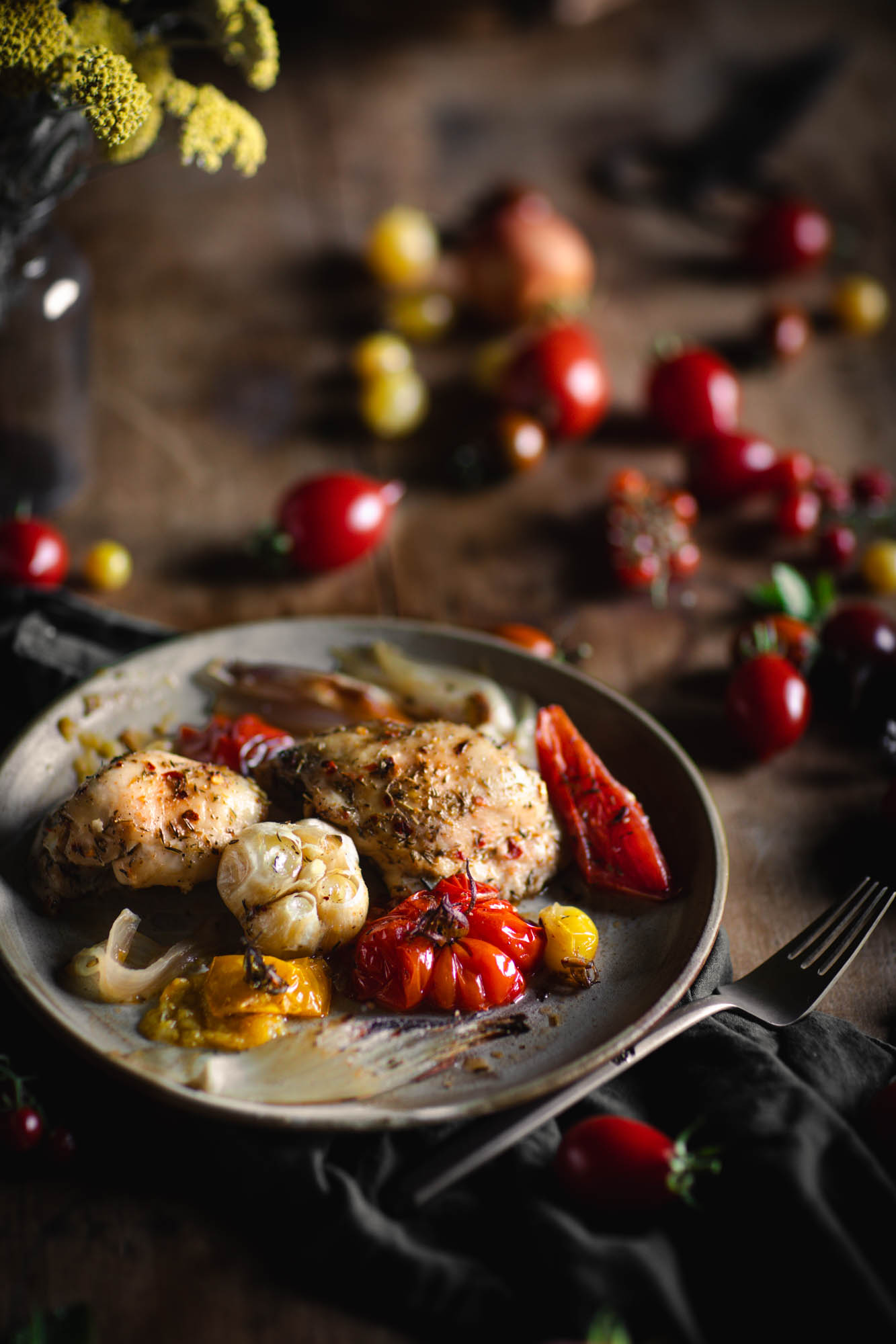 One Pan Chicken with Tomatoes and Herbs