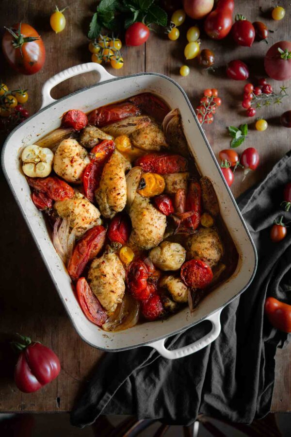 One Pan Chicken with Tomatoes and Herbs