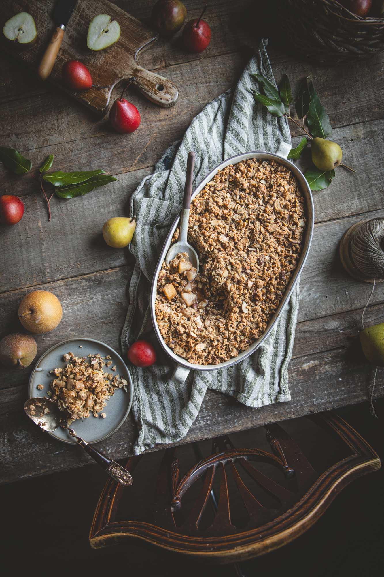 Pear Crisp with Almonds and Coconut