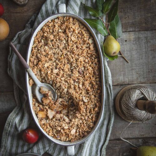 Pear Crisp with Almonds and Coconut